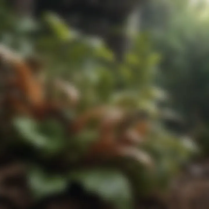 Illustration of nutrient deficiency in plants with brown tips