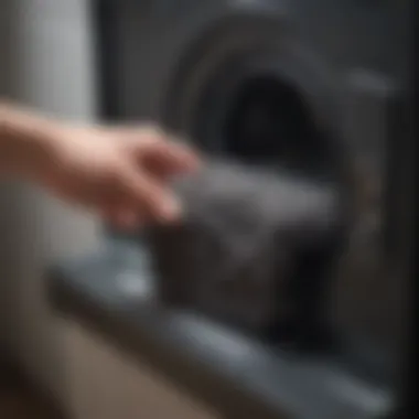 Inspecting Dryer Lint for Safety A person inspecting dryer lint
