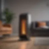 Elegant energy efficient space heater in a modern living room setting