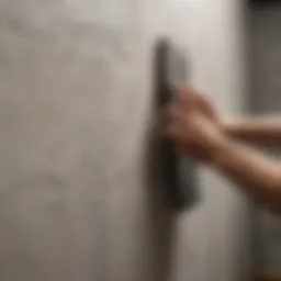 Demonstration of grouting technique on a wall surface