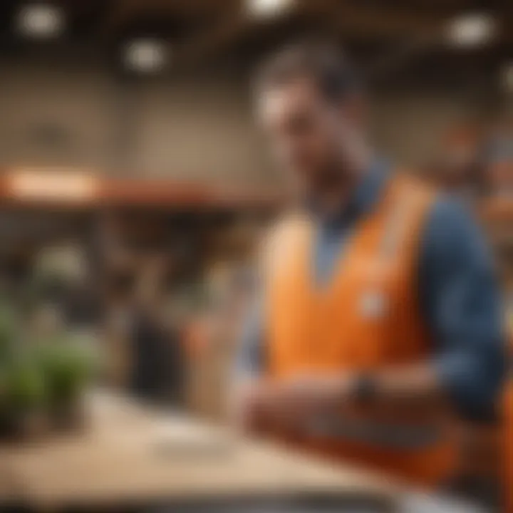 Customer consulting with a Home Depot associate