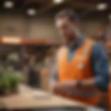 Customer Assistance at Home Depot Customer consulting with a Home Depot associate