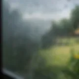 Close-up view of condensation forming on a window pane