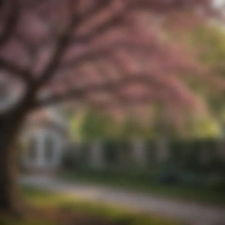 Seasonal changes in a weeping cherry tree