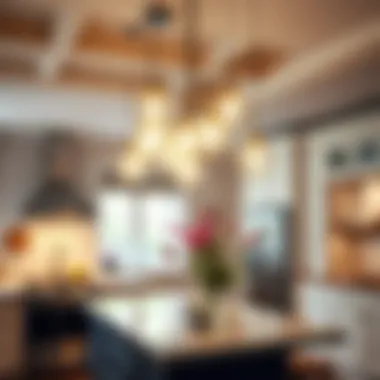 Elegant cluster of pendant lights enhancing a kitchen's ambiance