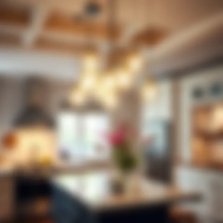 Elegant cluster of pendant lights enhancing a kitchen's ambiance