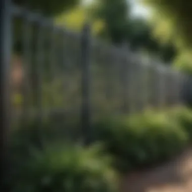 Contemporary Metal Fence Design A modern metal fence surrounding a garden