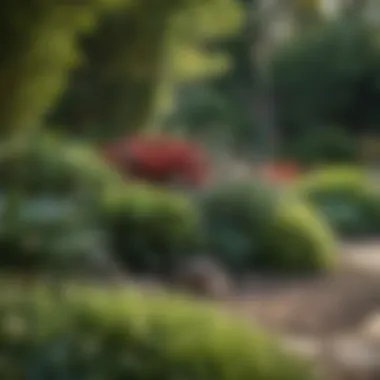 Diverse Plant Species in Residential Landscaping Lush backyard landscape showcasing diverse plant species and design elements