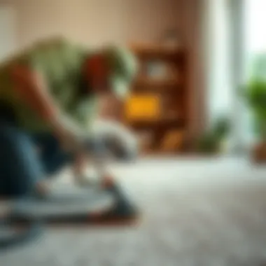 Installation of carpet with professional tools
