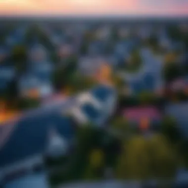 Neighborhood Overview An aerial view of a neighborhood showcasing various home sizes and styles.