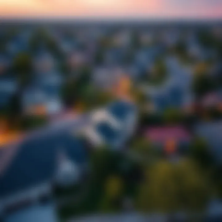 Neighborhood Overview An aerial view of a neighborhood showcasing various home sizes and styles.