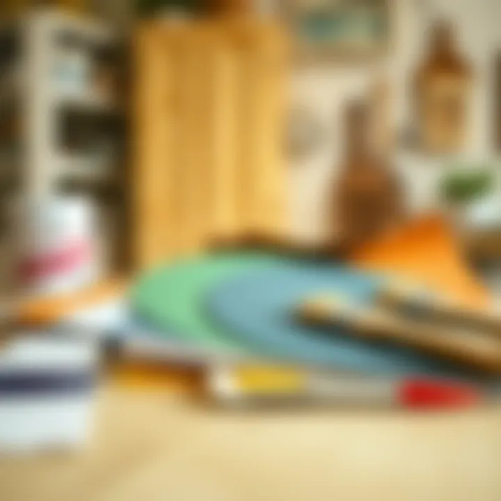 Paint Samples and Selection An array of high-quality paint samples arranged on a table for selection.