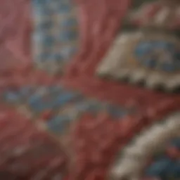 Close-up view of a traditional quilt showcasing intricate stitching patterns