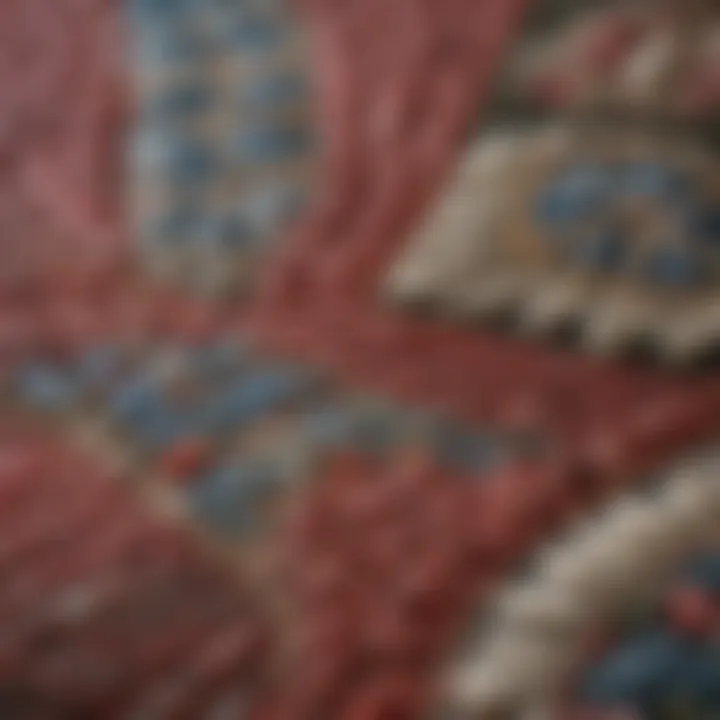 Close-up view of a traditional quilt showcasing intricate stitching patterns