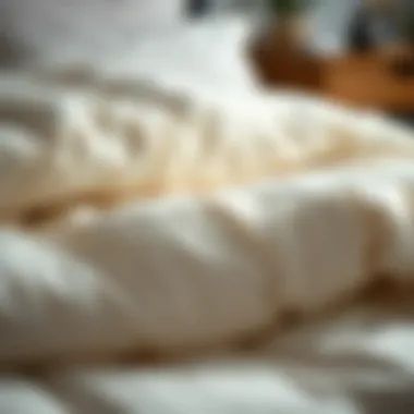 Close-up of various filling materials used in light comforters
