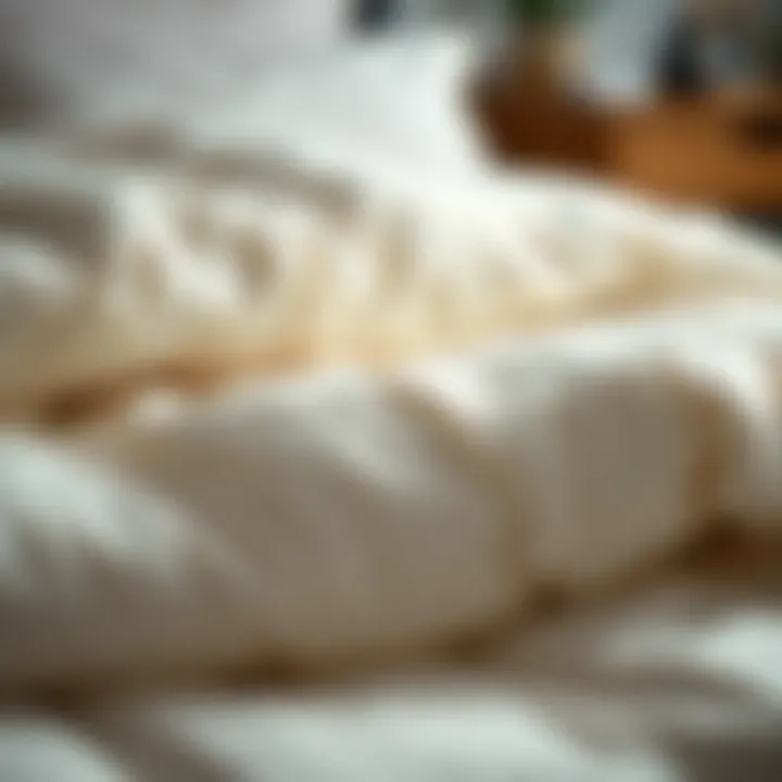 Close-up of various filling materials used in light comforters