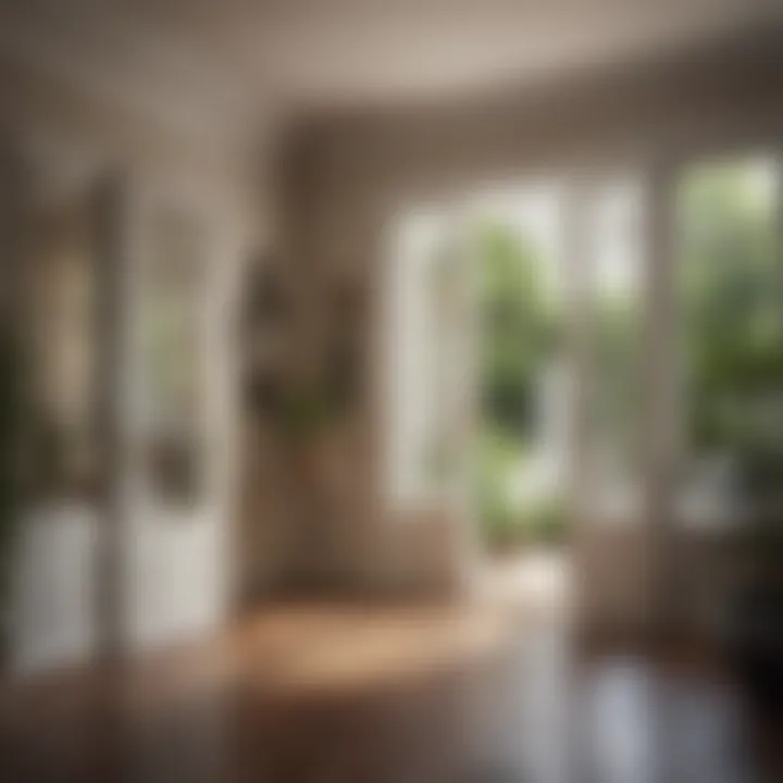 Interior view of a room with one-sided French doors