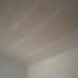 Close-up view of thick ceiling paint texture