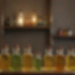 A variety of carrier oils displayed in glass bottles