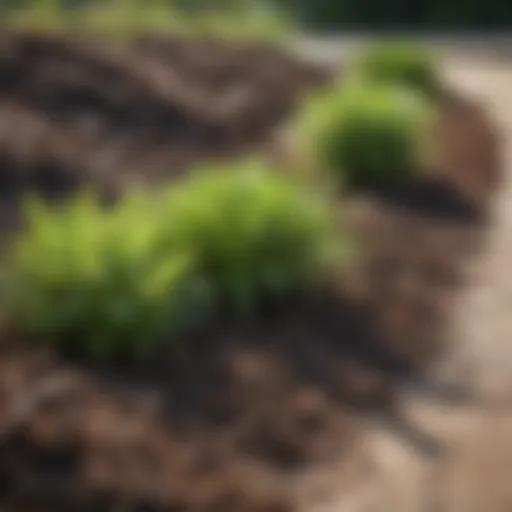 Layer of newspaper mulch in a garden bed