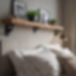 Elegant over the headboard shelf with decorative items