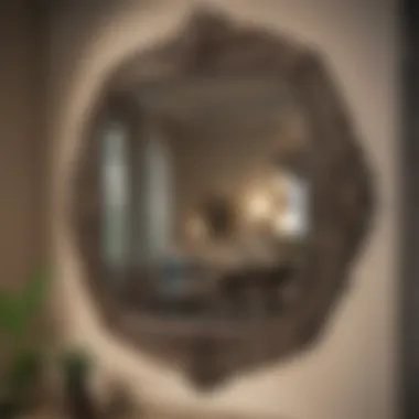 Elegant mirror adorned with intricate vinyl decal