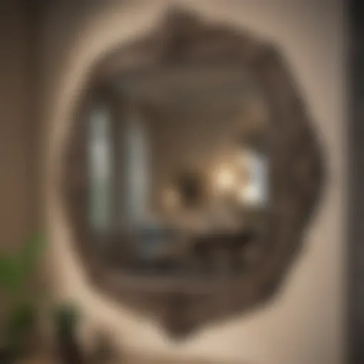 Elegant mirror adorned with intricate vinyl decal