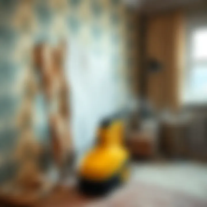 A wall steamer in action, effectively loosening wallpaper