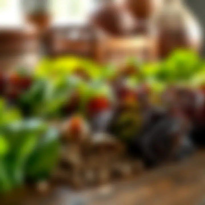 Close-up of lettuce seed varieties on a wooden table