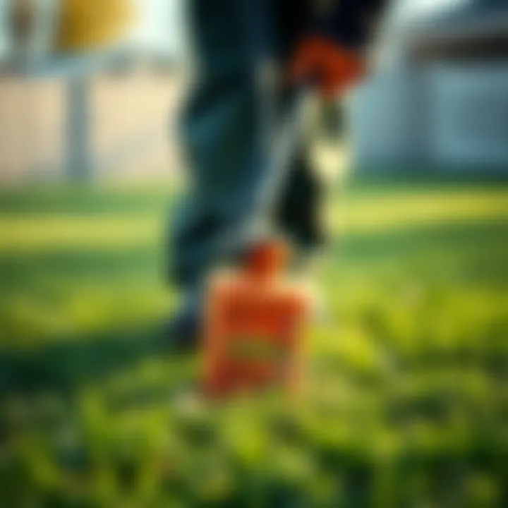 Application of herbicide on new grass