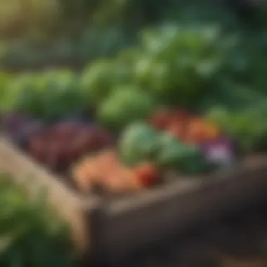 Vegetables in Raised Garden Bed Vibrant assortment of vegetables thriving in a raised garden bed