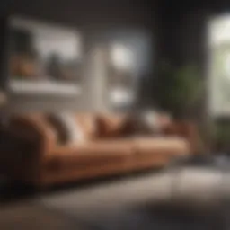 Elegant modern couch in a stylish living room