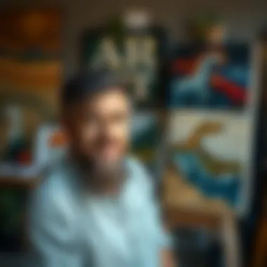 Supporting Emerging Artists in the Art Community An emerging artist presenting their artwork with passion