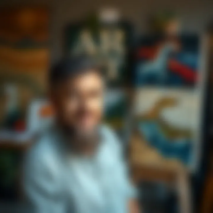 Supporting Emerging Artists in the Art Community An emerging artist presenting their artwork with passion