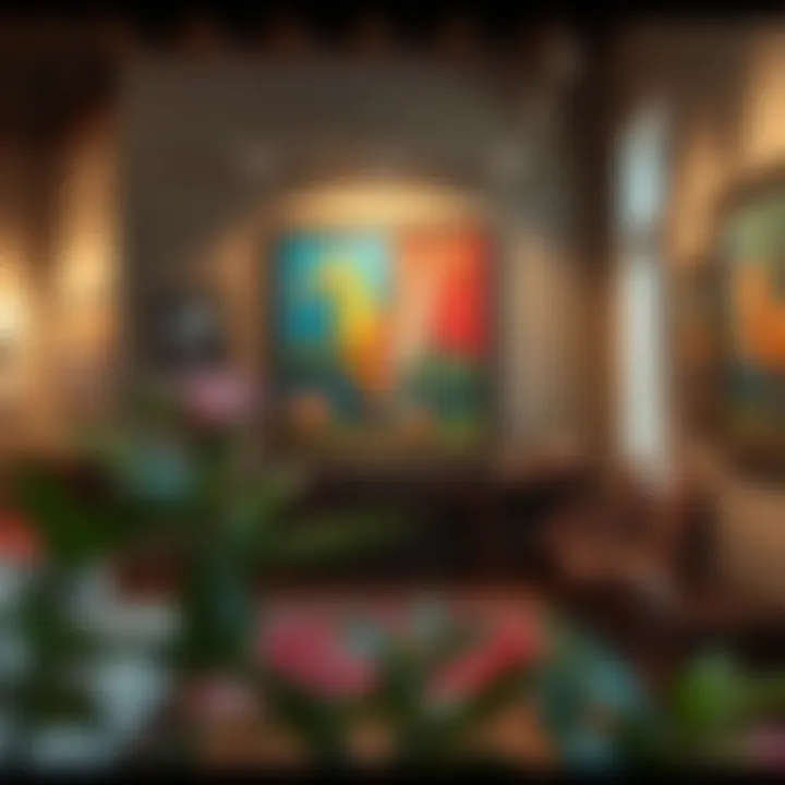 Exploring Traditional Galleries for Artwork A vibrant art piece displayed in a traditional gallery setting