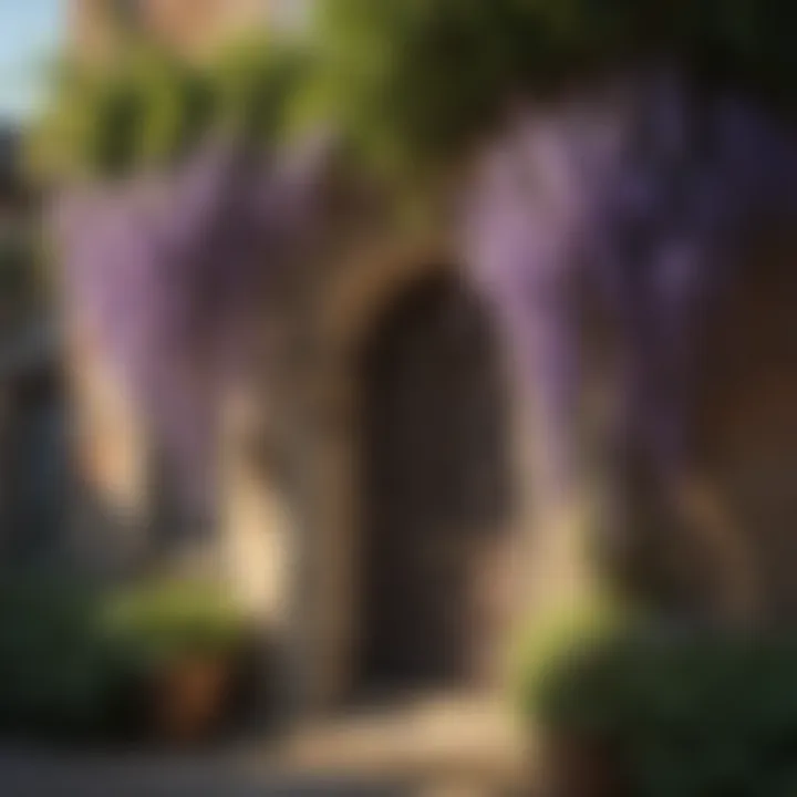 Diverse architectural styles enhanced by wisteria